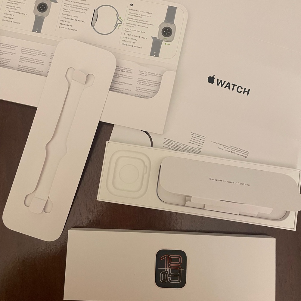 Apple Watch Black Sport Band and Box and Empty Watch Box